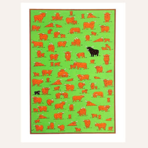 "Highland Herd" Tea towel with highland cows