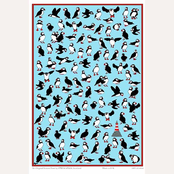Puffin Parliment tea towel
