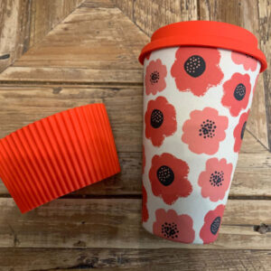 Reusable Cup Orange Flowers pattern
