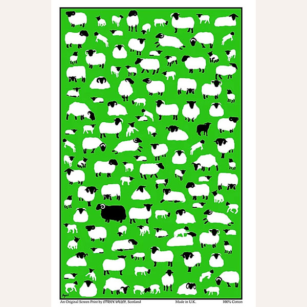 Sheep Flock tea towel